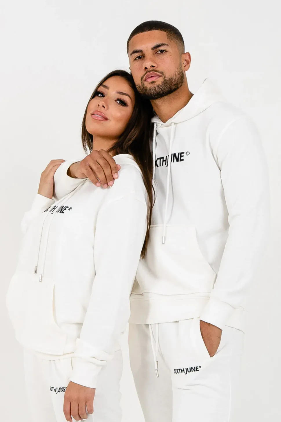 Sweatshirt Capuche Logo Brode Blanc