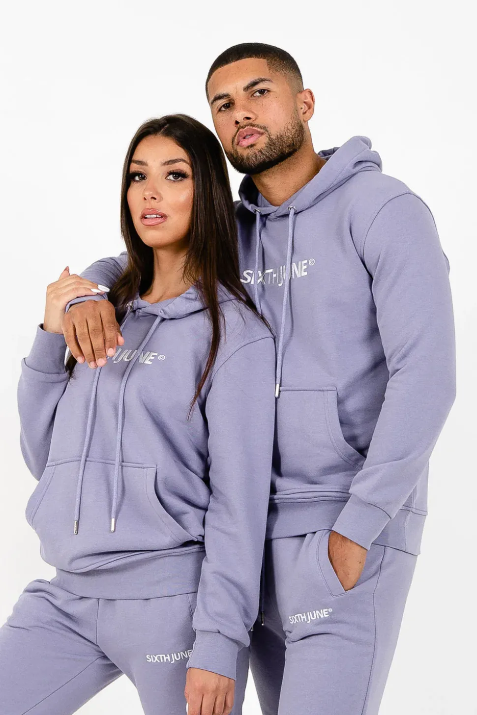 Sweatshirt Capuche Logo Brode Violet