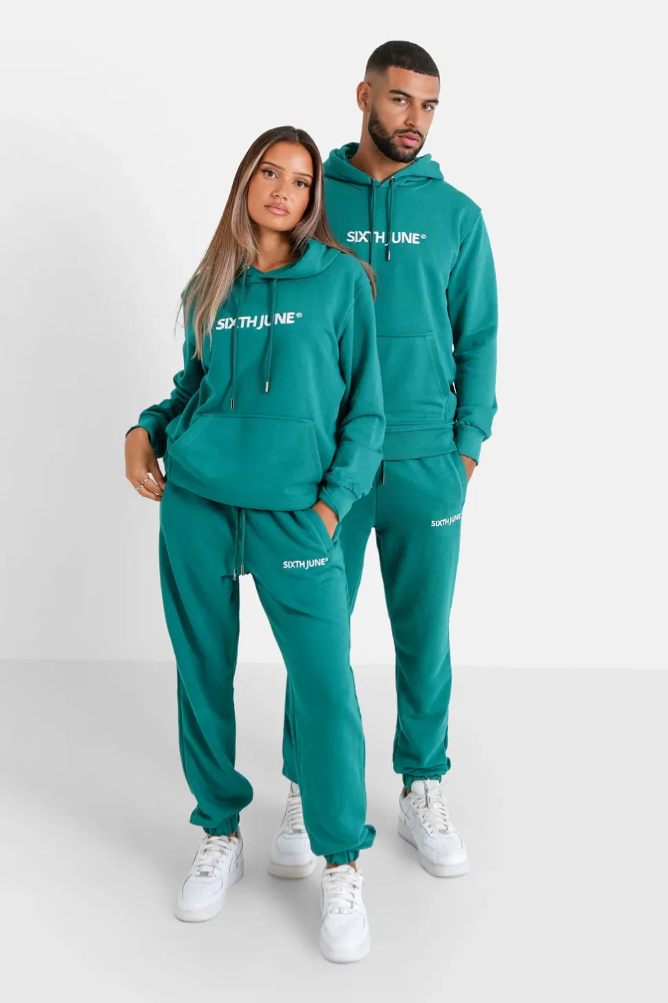 Sweatshirt Capuche Logo Brode Vert