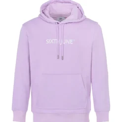 Sweatshirt Capuche Logo Brode Violet Clair