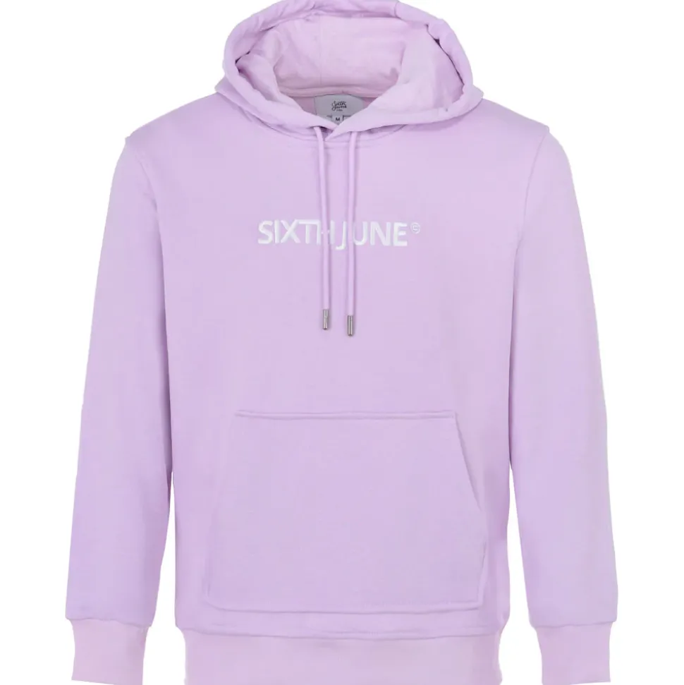 Sweatshirt Capuche Logo Brode Violet Clair
