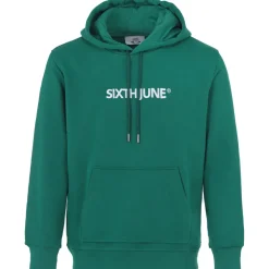 Sweatshirt Capuche Logo Brode Vert