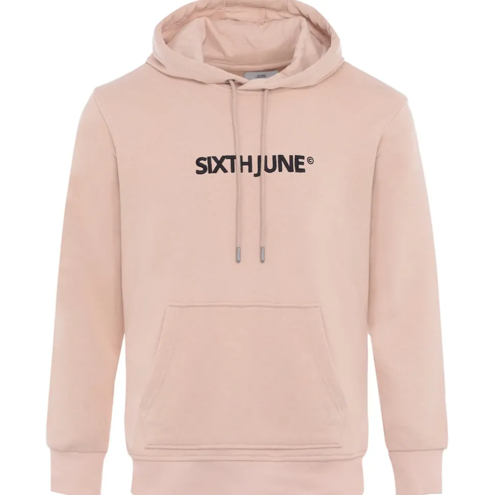 Sweatshirt Capuche Logo Brode Beige