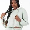 Sweatshirt Capuche Molletonne Vert Clair