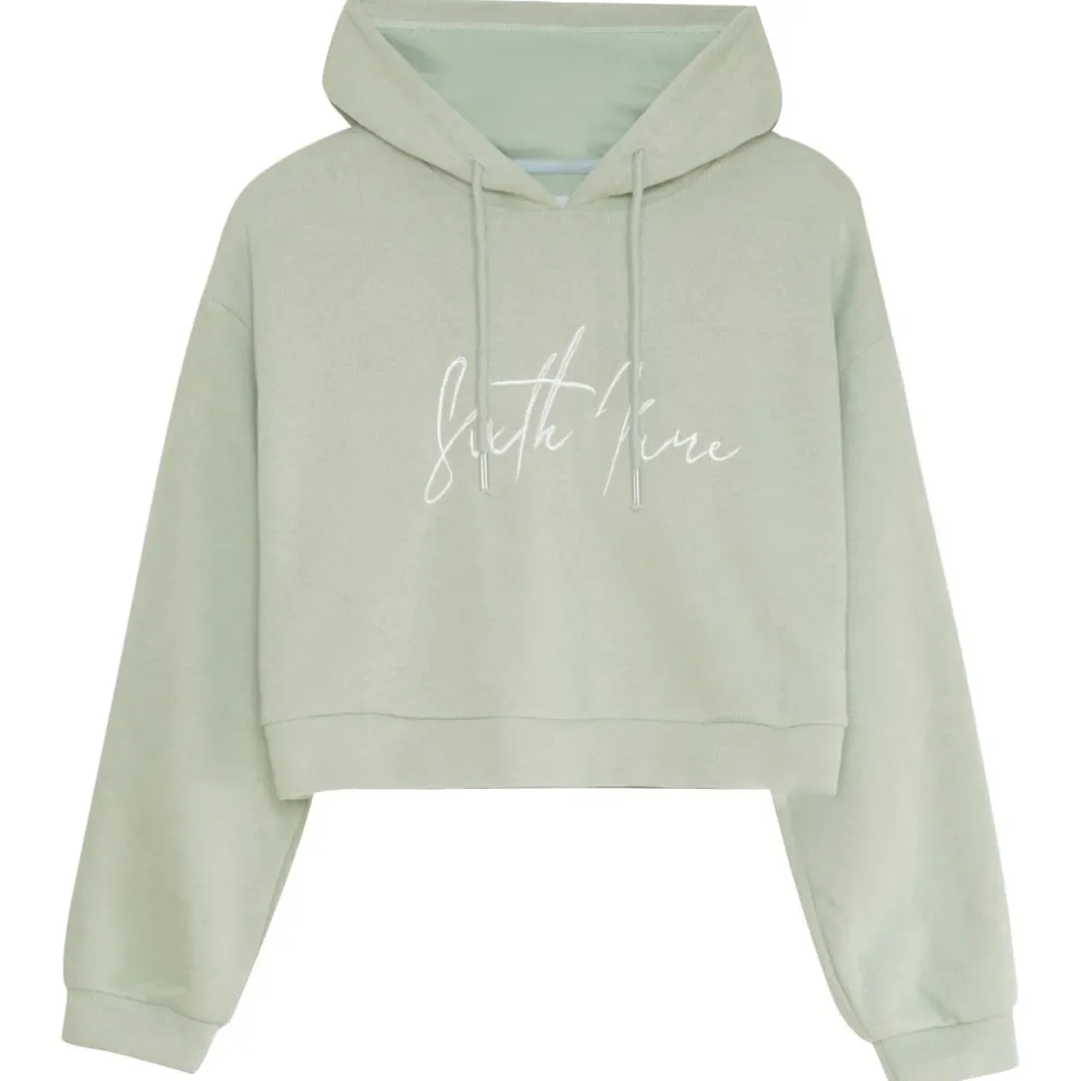 Sweatshirt Capuche Molletonne Vert Clair
