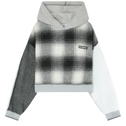Sweatshirt Capuche Multi Tissus Gris