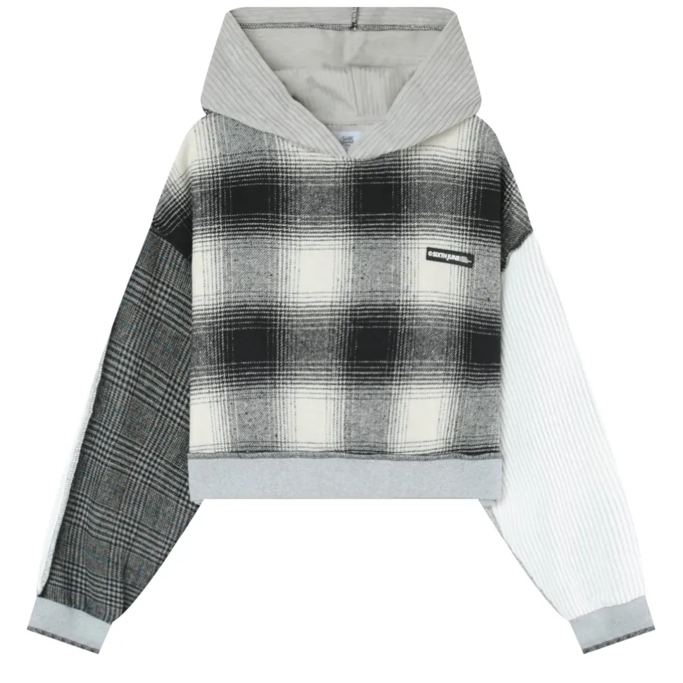Sweatshirt Capuche Multi Tissus Gris