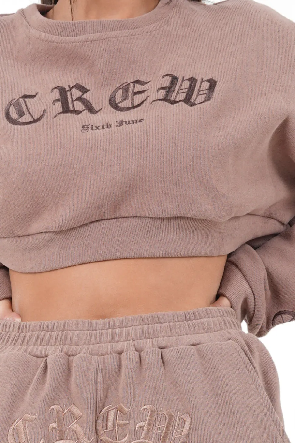 Sweatshirt Court Crew Gothique Beige Fonce