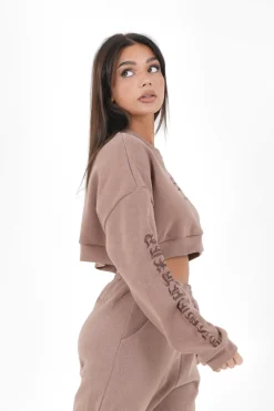 Sweatshirt Court Crew Gothique Beige Fonce