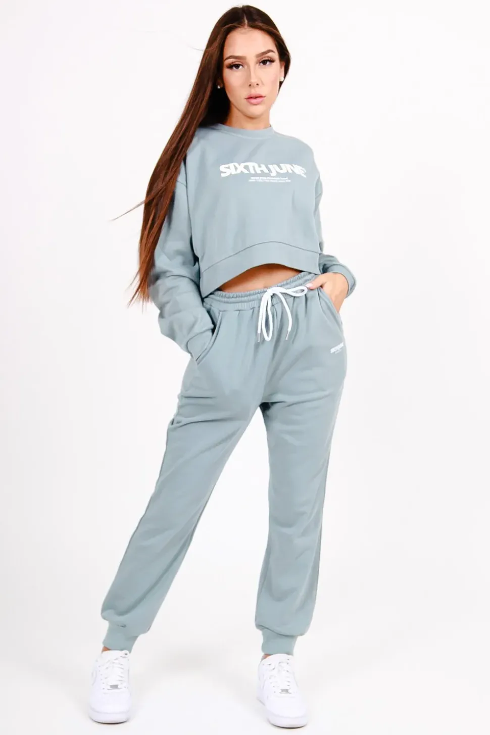 Sweatshirt Court Logo Imprime Vert