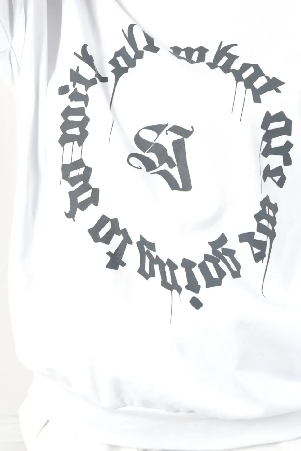 Sweatshirt Imprime Oversize Blanc