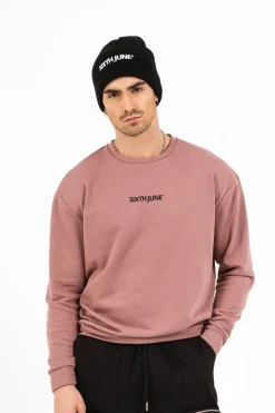 Sweatshirt Logo Coton Rose Fonce