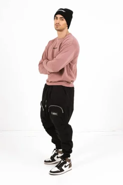 Sweatshirt Logo Coton Rose Fonce
