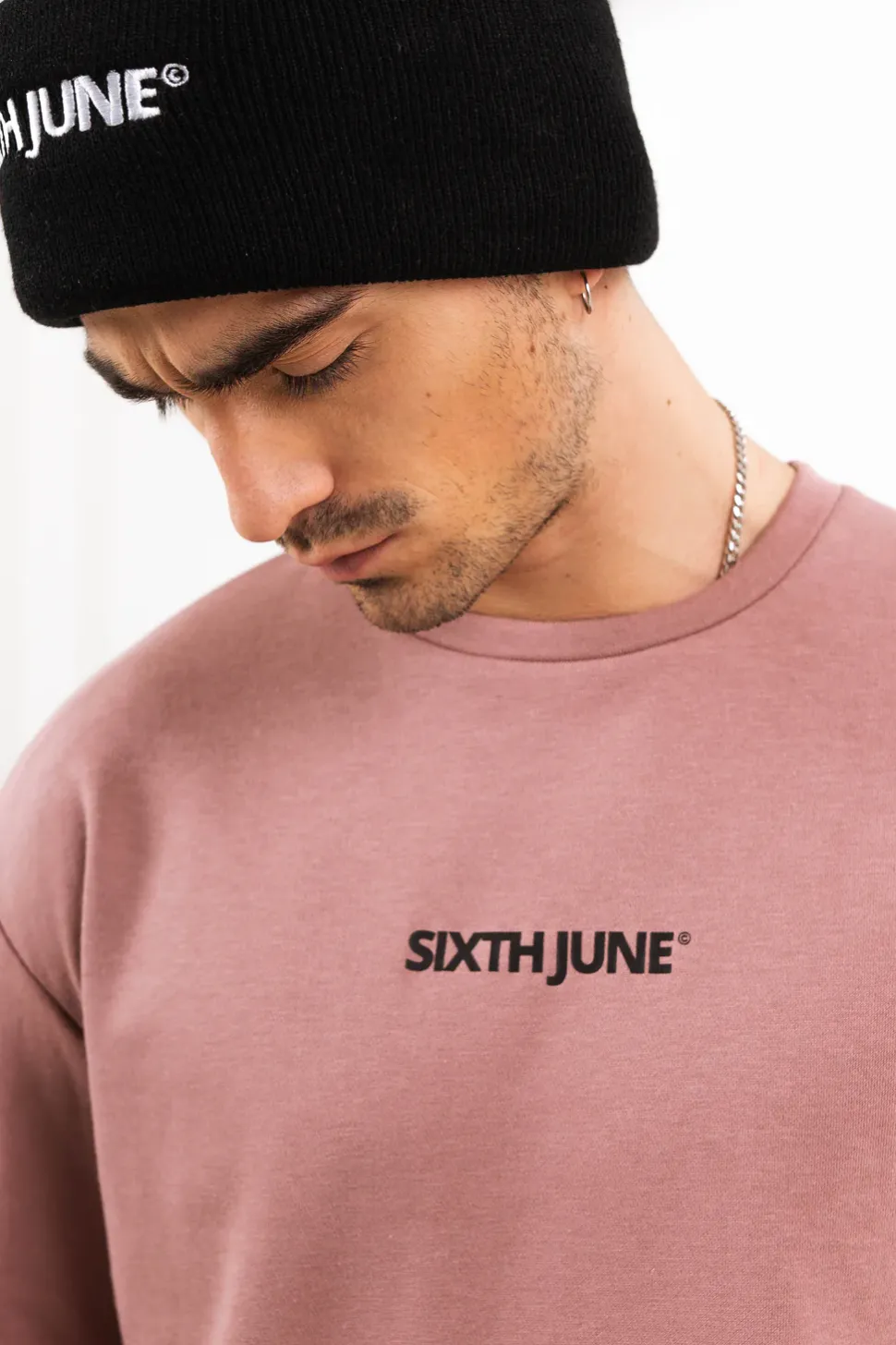 Sweatshirt Logo Coton Rose Fonce