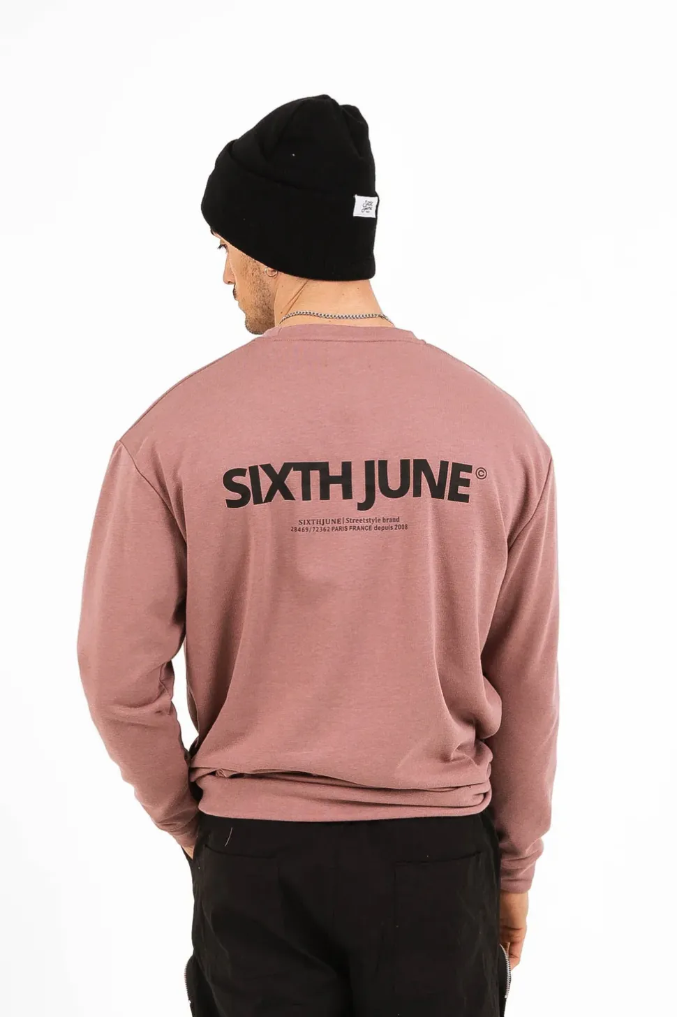 Sweatshirt Logo Coton Rose Fonce