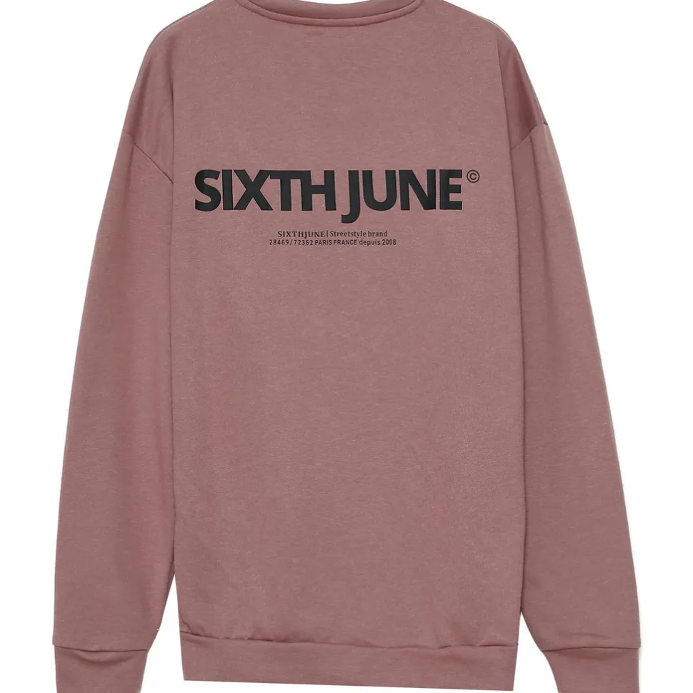 Sweatshirt Logo Coton Rose Fonce