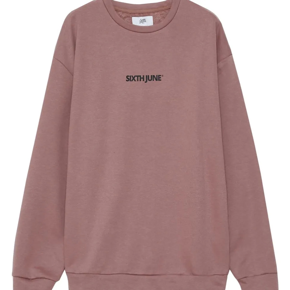 Sweatshirt Logo Coton Rose Fonce