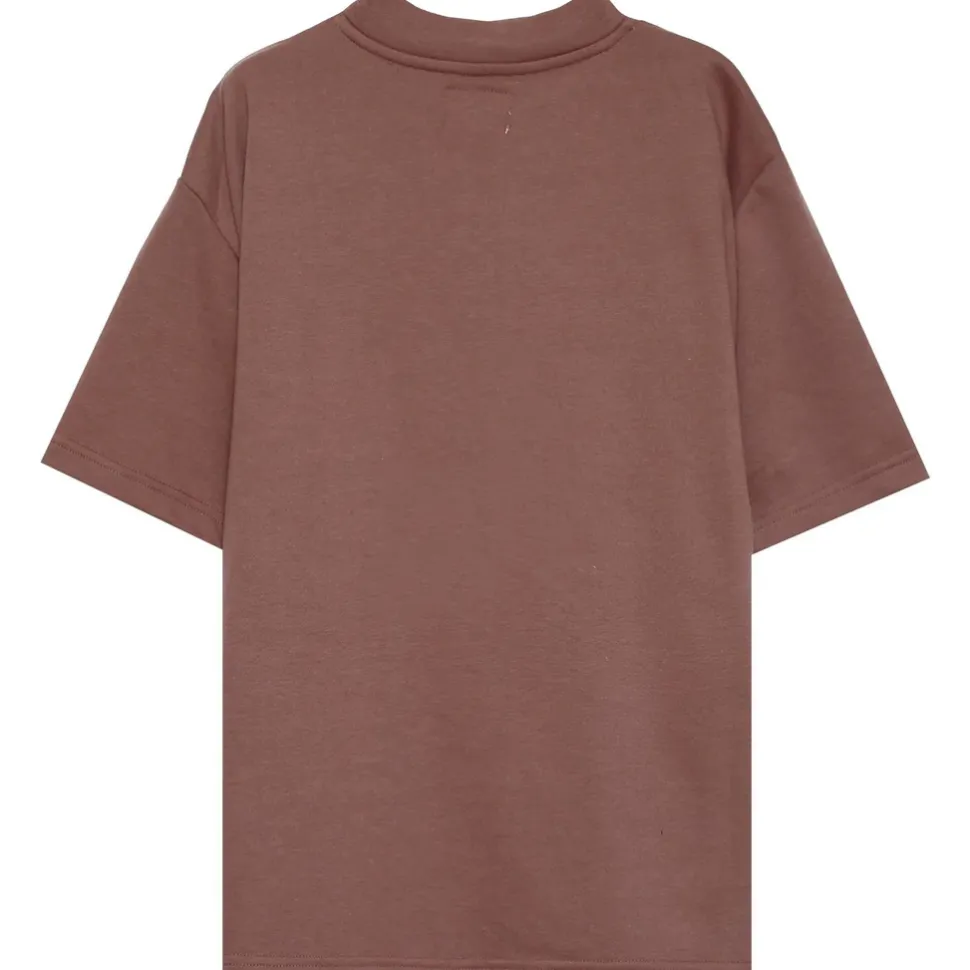 Sweatshirt Manches Courtes Logo Rose Fonce