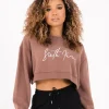 Sweatshirt Signature Molletonnee Beige Fonce