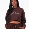Sweatshirt Signature Molletonnee Marron Fonce