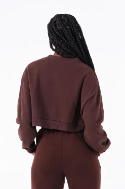 Sweatshirt Signature Molletonnee Marron Fonce