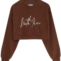 Sweatshirt Signature Molletonnee Marron Fonce