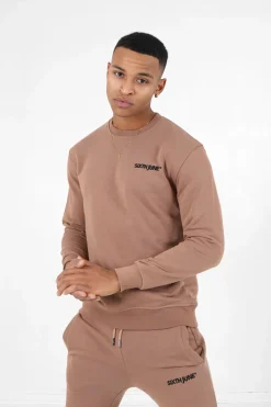 Sweatshirt Soft Logo Brode Marron Clair