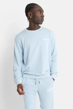 Sweatshirt Soft Logo Brode Bleu