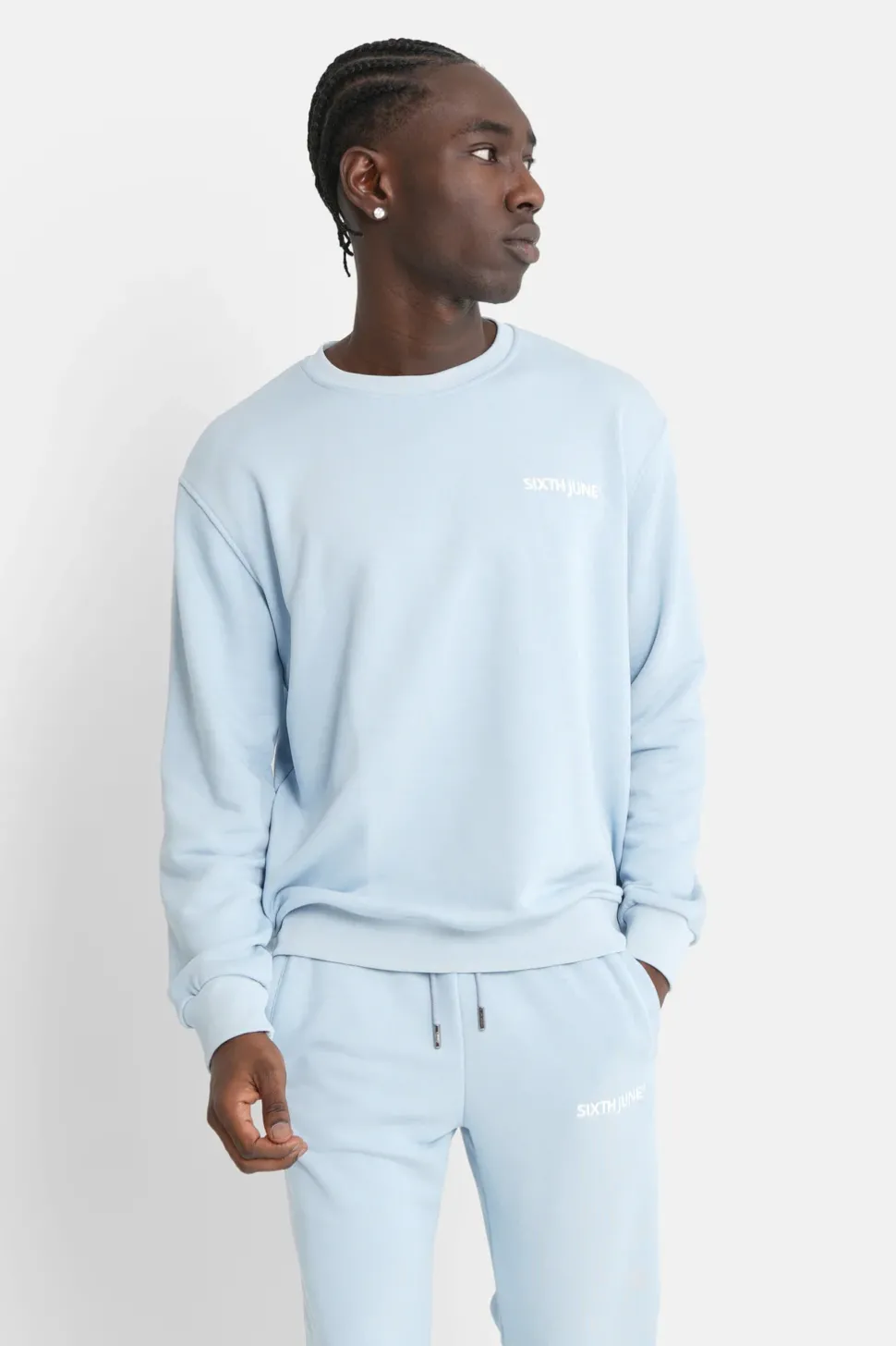 Sweatshirt Soft Logo Brode Bleu