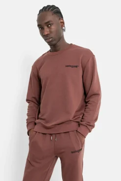 Sweatshirt Soft Logo Brode Marron Fonce