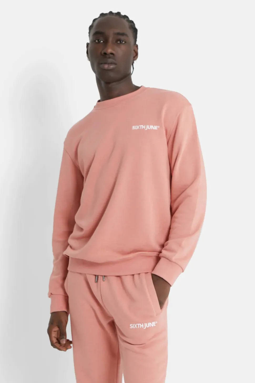 Sweatshirt Soft Logo Brode Rose Clair