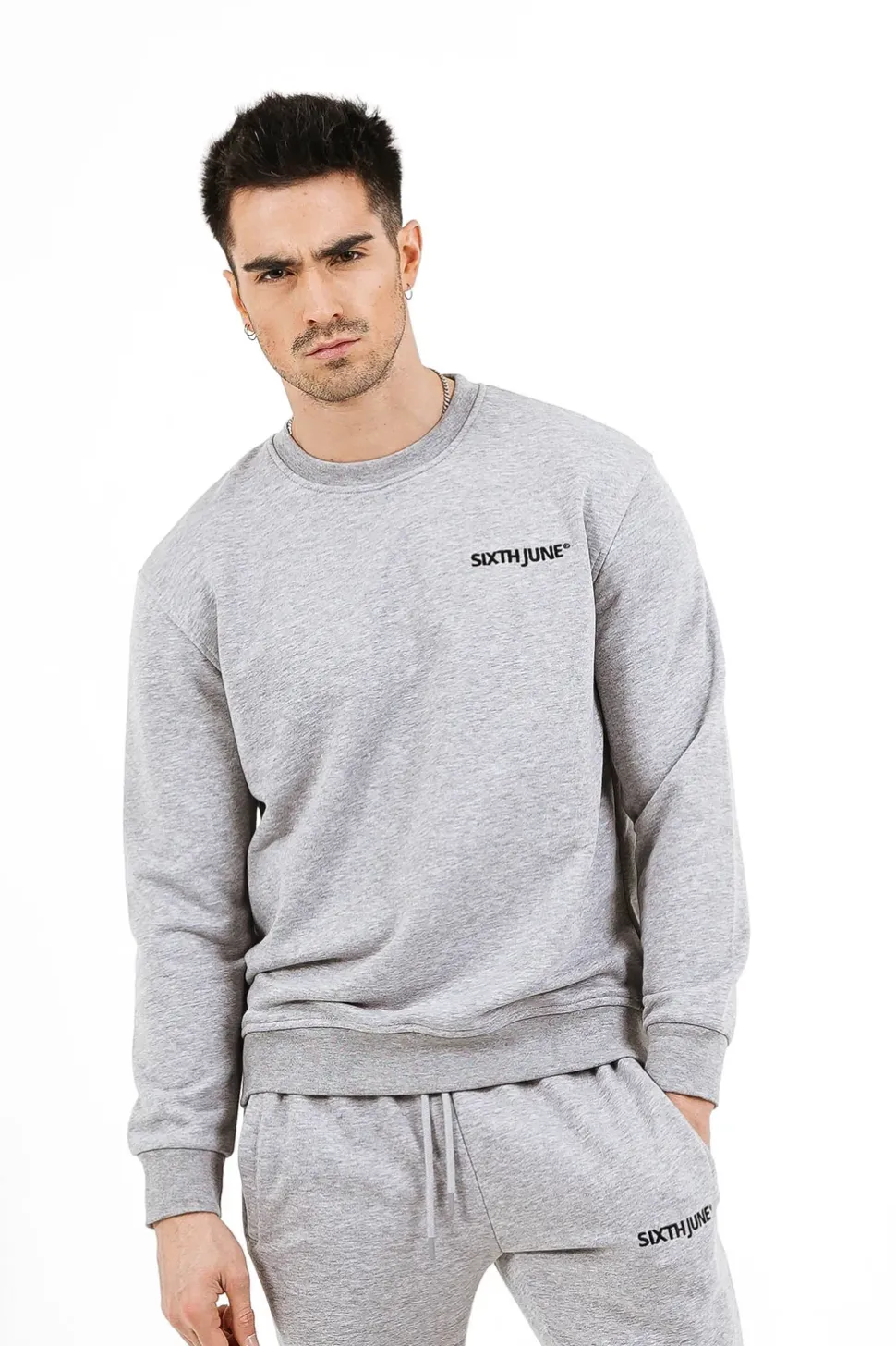 Sweatshirt Soft Logo Brode Gris