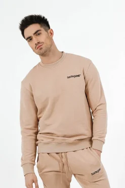 Sweatshirt Soft Logo Brode Beige Clair
