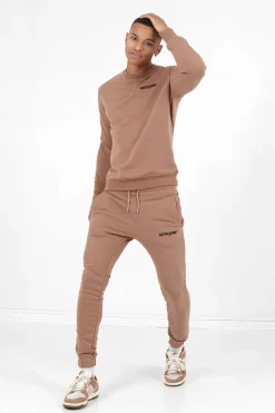 Sweatshirt Soft Logo Brode Marron Clair