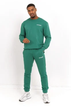Sweatshirt Soft Logo Brode Vert Fonce