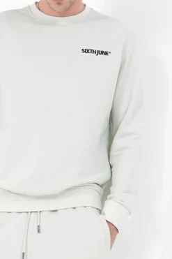 Sweatshirt Soft Logo Brode Vert Clair