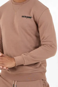 Sweatshirt Soft Logo Brode Marron Clair