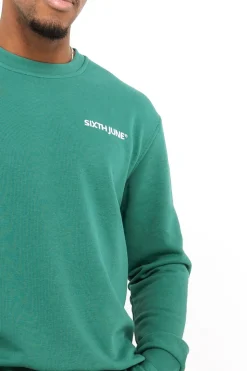Sweatshirt Soft Logo Brode Vert Fonce