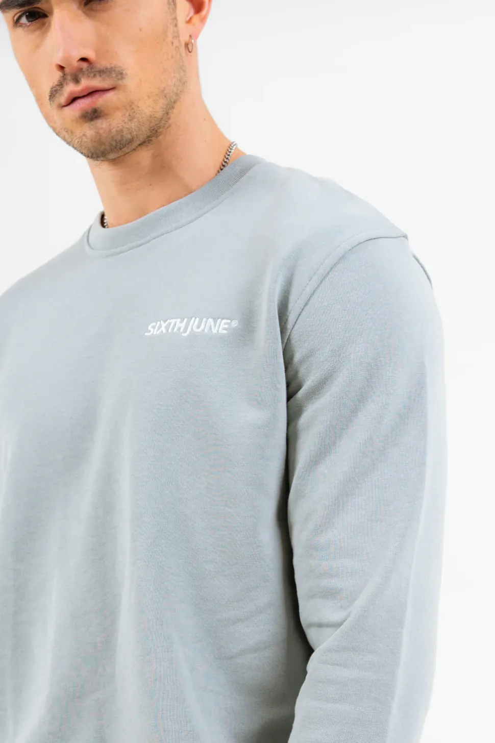 Sweatshirt Soft Logo Brode Bleu Clair