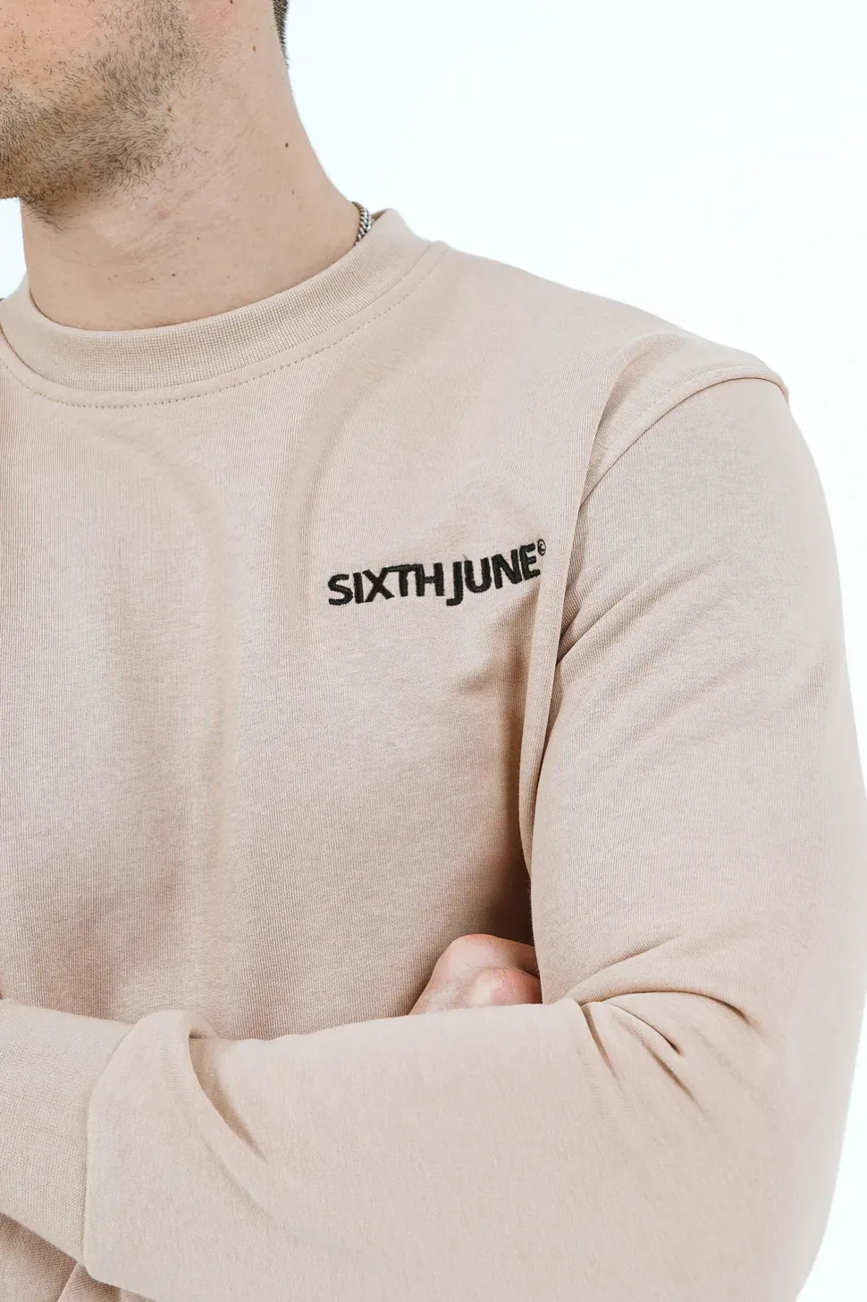 Sweatshirt Soft Logo Brode Beige Clair