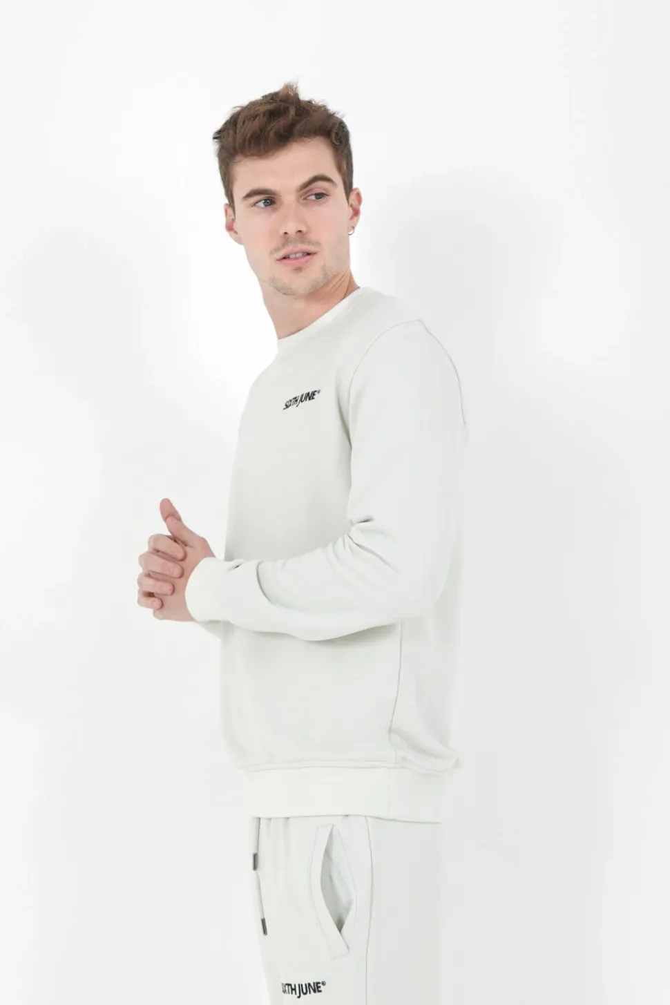 Sweatshirt Soft Logo Brode Vert Clair