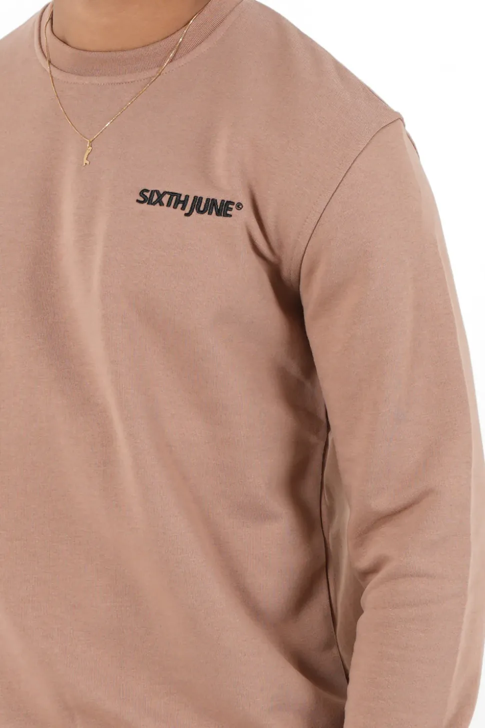 Sweatshirt Soft Logo Brode Marron Clair