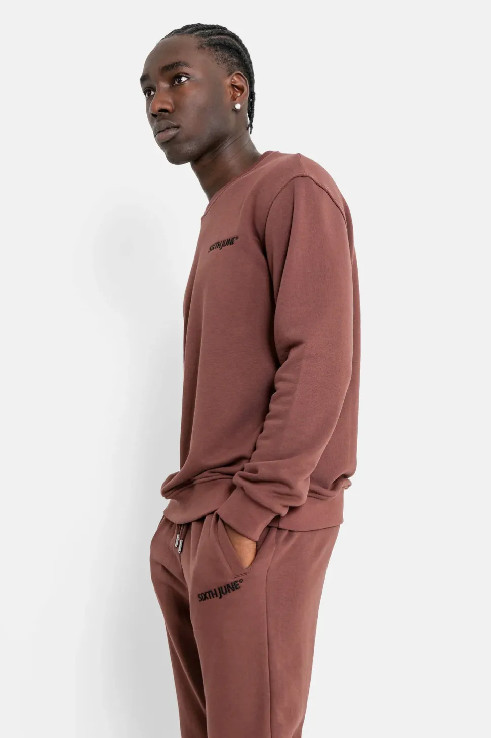 Sweatshirt Soft Logo Brode Marron Fonce