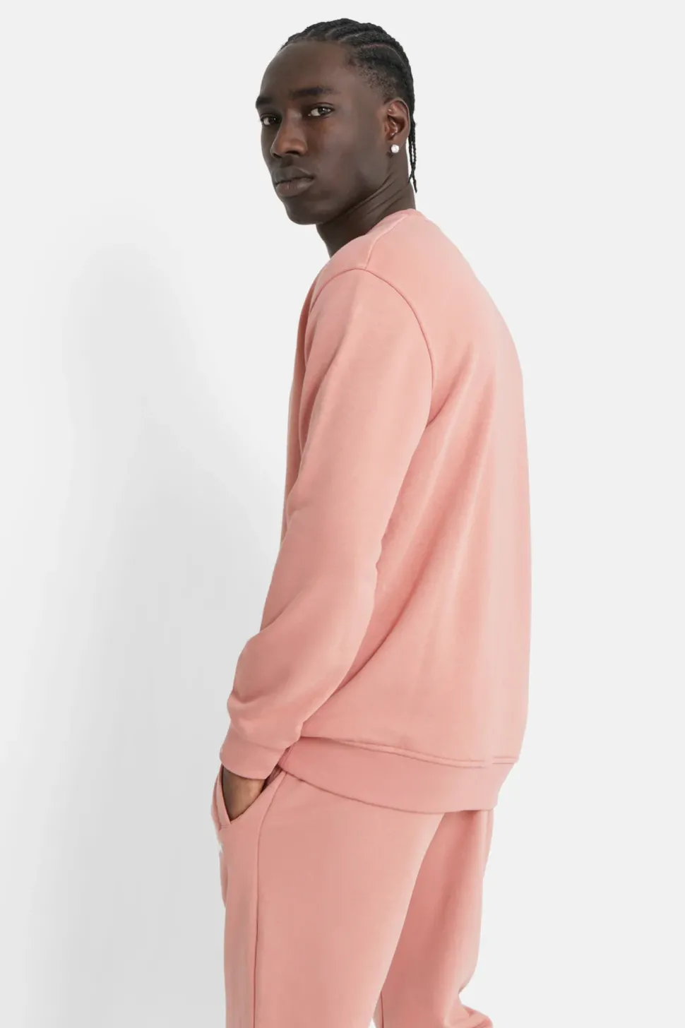 Sweatshirt Soft Logo Brode Rose Clair