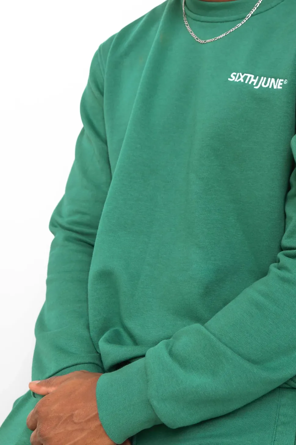 Sweatshirt Soft Logo Brode Vert Fonce