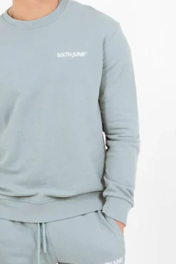 Sweatshirt Soft Logo Brode Bleu Clair