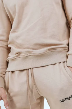 Sweatshirt Soft Logo Brode Beige Clair