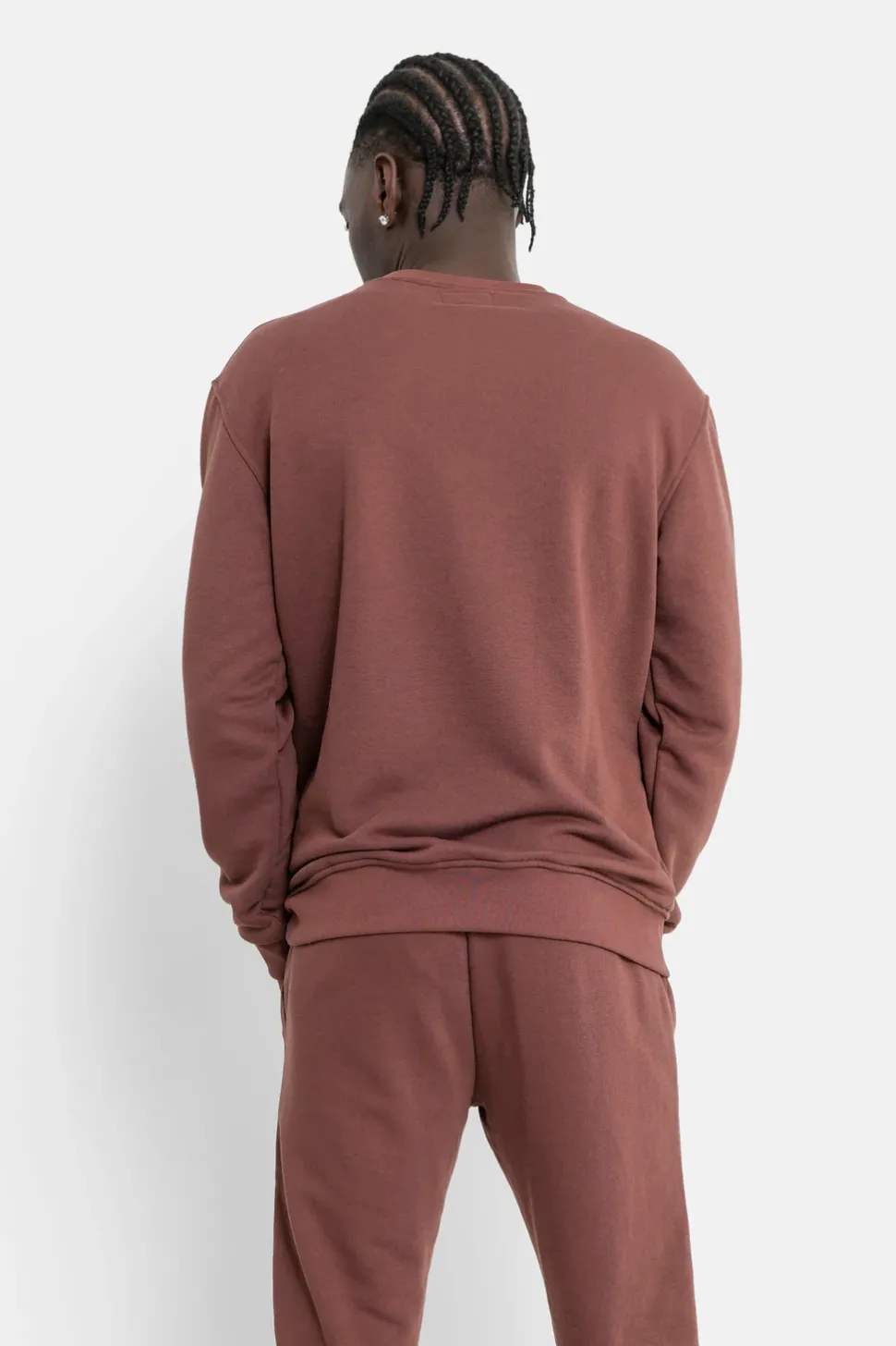 Sweatshirt Soft Logo Brode Marron Fonce