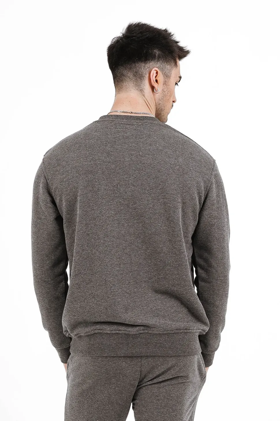 Sweatshirt Soft Logo Brode Gris Fonce