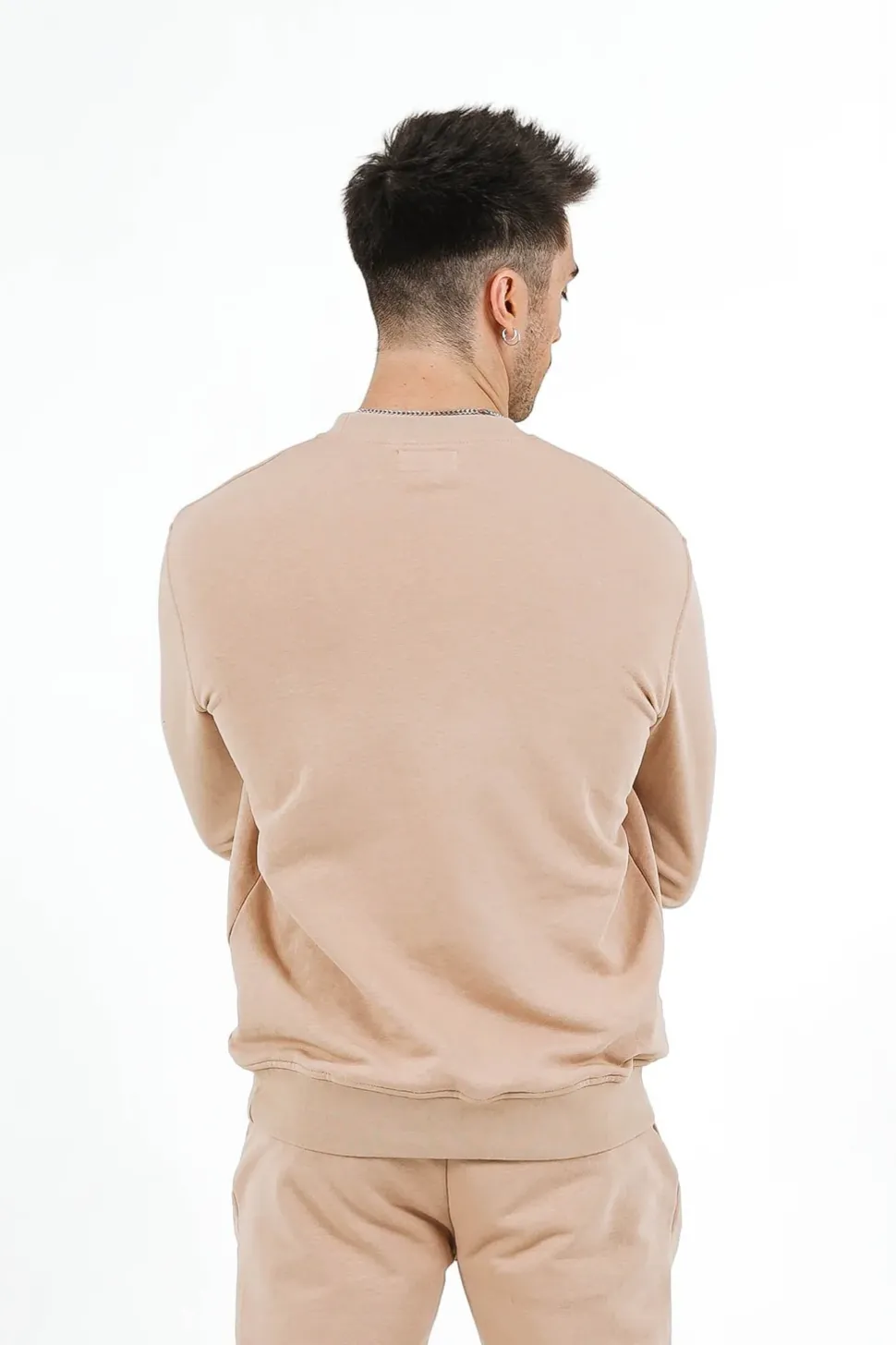 Sweatshirt Soft Logo Brode Beige Clair